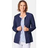 GOLDNER Jerseyblazer Strukturblazer mit Rundhalsausschnitt Stretchblazer mit Reißverschluss, Eingriffstaschen und Langarm