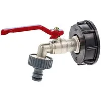 tecuro Regenwassertank Kugelauslaufventil mit Steckkupplung/Schnellkupplung und IBC Adapter
