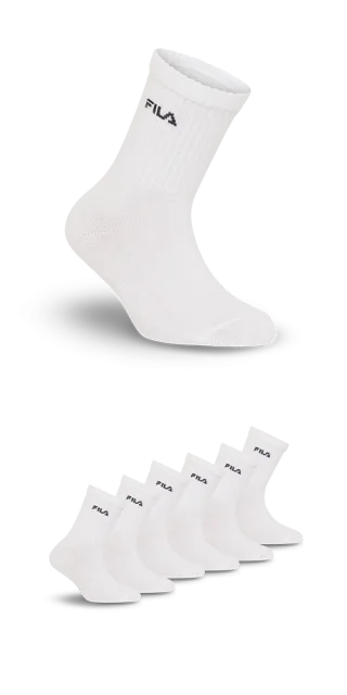 Fila Socken 6 Paar tlg. breites Rippenbündchen, Cotton-Mix, Unisex