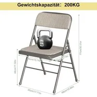 JEOBEST Klappstuhl Essstühle, Tragbare gepolsterte Küchenstühle für Aktivitäten im Freien, (Set, 2/4 St) Metall-Gestell 45 x 48 x 78cm