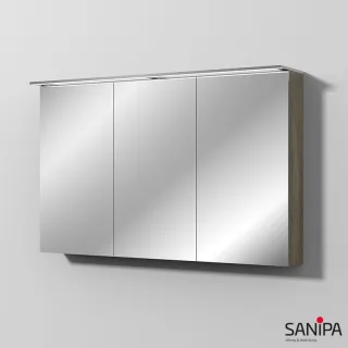 Sanipa Reflection Spiegelschrank MALTE 120 mit LED-Aufsatzleuchte, Eiche-Nebraska SD15637