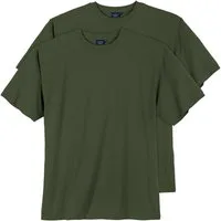 ADAMO Rundhalsshirt Adamo 2er-Pack Basic T-Shirt Übergröße oliv