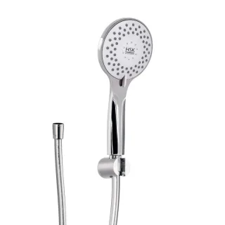 HSK Design-Handbrause Rund inkl. Brauseschlauch, Silber mit Handbrausehalter Rund, 1100080 1100080
