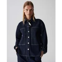 OPUS PANTS Jeansjacke JOKINA in rinse wash Schlitze in den Seiten, große Brusttasche, Passe im Rücken