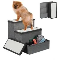 relaxdays Haustiertreppe Faltbare Hundetreppe 3 Stufen (1-St)
