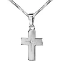 JEVELION Kreuzkette Kreuzanhänger 925 Silber - Made in Germany (Silberkreuz, für Damen und Kinder), Mit Silberkette 925 - Länge wählbar 36 - 70 cm oder ohne Kette.