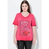 Ulla Popken T-Shirt T-Shirt Trachtenmotiv Classic V-Ausschnitt Halbarm