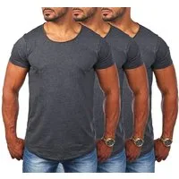 Young & Rich T-Shirt Herren Uni Basic rundhals Ausschnitt vintage Look Unterziehshirt 1702 Rundhalsauschnitt unifarben kurzarm slim fit