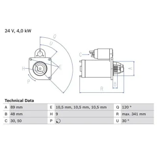 Bosch Anlasser 4,0 kW Mercedes T2/L T2/Ln1 0986013490