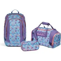 Satch Schulranzen Schulrucksack-Set AIR 80s Dance 3-teilig, Kollektion 2024 (3-teilig), Laptop-Fach, Your-Size-System, Schulranzen