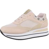 Ital-Design Damen Low-Top Freizeit Sneaker (86188170) Keilabsatz/Wedge Sneakers Low in Beige
