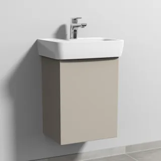 Sanipa 3way Waschtischunterbau zu Geberit Renova Plan Waschtisch mit 1 Tür, Kaschmir-Matt SP8711U