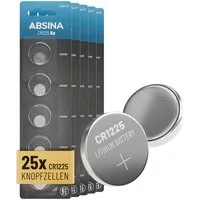 ABSINA 25x CR1225 Knopfzelle 3V Lithium - CR 1225, Lithium CR1225 Knopfzelle, (25 St)