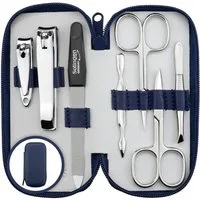 marQus Maniküre-Pediküre-Set Maniküre Set Solingen - Vergleichssieger mit Top Preis/Leistung, Echt Leder Etui handlich und weich, 7teiliges Nagelset aus glanzvernickeltem poliertem Stahl