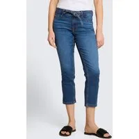 TOM TAILOR Slim-fit-Jeans Jeanshosen TTLENE SLIM CROPPED Stretch Jeans mit Bindegürtel