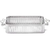 Edelstahl Drehspieß-Grillkorb silber, verstellbar