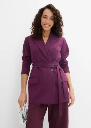 bonprix Blazer mit Bindegürtel, lila, Gr.44, Schöner Blazer mit Bindegürtel