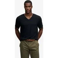 Superdry Rundhalsshirt CLASSIC COTTON LINEN VEE Baumwollmischung, relaxed fit aus luftig leichtem Baumwoll-Leinen-Mix