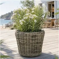 Van der Leeden Blumentopf 36x28cm Rattan Weide Sylter Korb Drypot 12L (Stück, 1 St., Packung), Indoor & Outdoor, Rattan, 12 L, Naturprodukt, incl. Kunststoffeimer