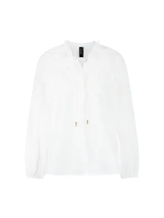 Marc Cain Collections - Leichte Tunika mit Stickerei & Rüschen white - Gr. - 40