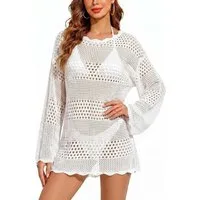 nsihing Strandkleid Damen Strandmode Strandkleider Sommer Gestrickt