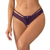 Obsessive String Vibres transparenter String mit offenem Schritt - lila (1-St) transparentes Mesh in intensivem Lilaton