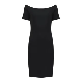 Schulterfreies Geripptes Kleid - Schwarz, Einheitsgröße