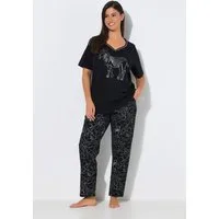Ulla Popken Pyjama Pyjama Zebra Herzausschnitt Halbarm