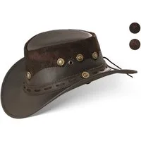 BLACK FOREST FOX Cowboyhut Country Luxus Western Cowboy Hut Reiten Leder Sonnenhut in 2 Farben Brown Größe S