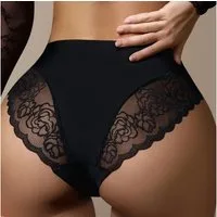 Lovolotti Taillenslip High Waist Panty Damen – Sexy Spitzen-Unterhose Slip mit hoher Taille