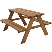 ML-DESIGN Garten-Kindersitzgruppe Kindersitzgarnitur für Draußen, Spielsitzgruppe mit 4 Plätzen, Braun Picknicktisch Sitzgarnitur 2 Bänke mit Tisch Massivholz Outdoor