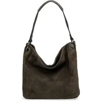 Caspar Schultertasche Damen Veloursleder Handtasche Klassisch - PREMIUM LINE - Modell No.580, 100% italienisches Leder, samtig weich, angenehmer Tragekomfort