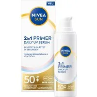 Nivea Sun Sonnenschutzpflege NIVEA SUN UV Gesicht 2in1 Primer Serum LSF 50+, Feuchtigkeitsspendend, nicht fettend, für langanhaltendes Make-up.