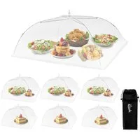 FELIXLEO Schutzhaube Fliegenhaube XXL 7er Set Abdeckhaube fuer Essen Faltbar Weiss,(1-tlg)