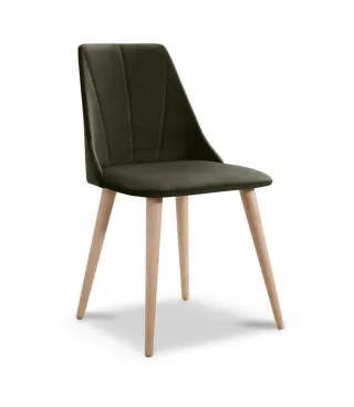 Esszimmerstühle Stuhle 2er Set CAROS Massivholz Buche Stoff Braun