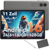 KINGRID 11 Zoll Android 16 128 GB 5G WiFi tablet mit Stift/Hülle/Tastatur Tablet (11", 128 GB, Android16, Android 16, Gemini Al Magic, 8000 mAh, 5G WiFi)