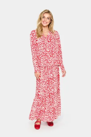 Langarm-Hemd Gerade Passform Crimson Leopard