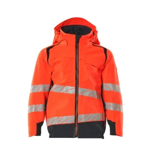 MASCOT Hard Shell Jacke für Kinder ACCELERATE SAFE Hi-vis Rot / Schwarzblau 128 - 19901-449-22210-128