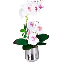 Kunstorchidee Phalaenopsis Orchidee im Topf, I.GE.A., Höhe 42 cm, Kunstblume mit Blätter Blume Kunstpflanze Deko Seidenblume Real Touch