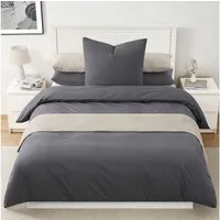 Topfinel Bettwäsche 135 x 200 baumwolle weich hautfreundlich Allergiker Baby ganzjährig, Baumwolle, 2 teilig, bettwäsche-sets 135 X 200 mit reißverschluss grau Einfarbig Modern