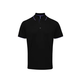 Premier Mens Contrast Coolchecker Poloshirt (Schwarz/Violett)