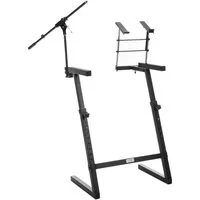 Classic Cantabile Keyboardständer - Z-Keyboardstativ, (mit Mikrofonstativ und Laptophalter), 8-fach höhenverstellbar bis 87 cm
