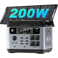 OUKITEL Stromerzeuger P2001E Pro 3200W Tragbare Powerstation, 3,2 in kW, (LiFePO4-Akku, Mit 200W Solarpanel), Solargenerator mit 4 AC-Ausgängen 3200W, für Camping,Wohnmobil,Notfall