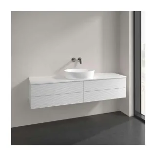 Villeroy und Boch Antao Waschtisch-Unterschrank K25150GF 160x36x50cm, Hahnlochbohrung, Waschbeckenplattenfarbe Lack, glossy white lacquer