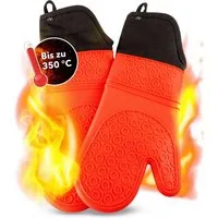 AVANA Topfhandschuhe Silikon Ofenhandschuhe Backhandschuhe Kochhandschuhe, (1 Paar Ofenhandschuhe aus Silikon), weiches Baumwoll-Innenfutter, Anti-Rutsch, Hitzebeständig bis 350°C