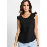 bonprix Shirttop lockerer loose fit, mit süßer Rüsche, aus Baumwolle