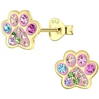 Order & Smile Schmuck Paar Ohrstecker Ohrstecker Pfote gold: Bunte Ohrringe Silber 925