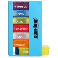 com-four Pillendose Medikamentendosierer auf POLNISCH, Medikamenten-Box für 7 Tage - je 3 Fächer - Pillendose