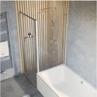 Schulte Eckdusche Trend 2.0, BxT: 80x75 cm, Sicherheitsglas, Drehtür mit verkürzter Seitenwand auf Badewanne