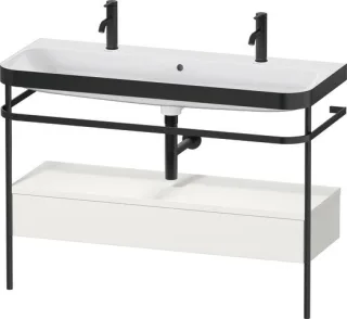 Duravit Happy D.2 Plus c-bonded Set mit Metallkonsole und Schubkasten Nordic Weiß Seidenmatt 1175x49 HP4764O39390000